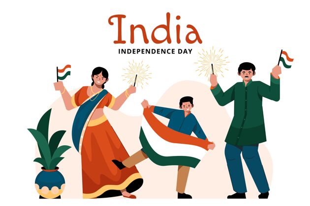 印度印度独立日插画独立日自由印度