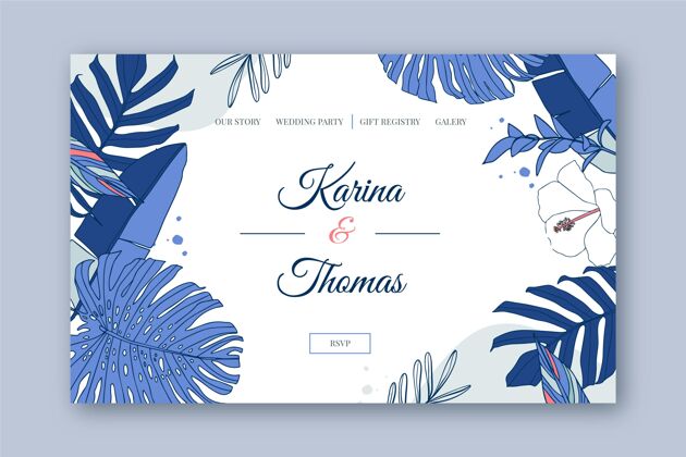 登录页婚礼登陆页设计模板与植物插图网页模板花卉设计婚礼