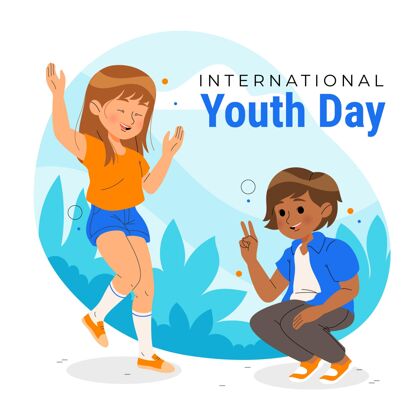 全球手绘国际青年节插画国际青年节青年纪念