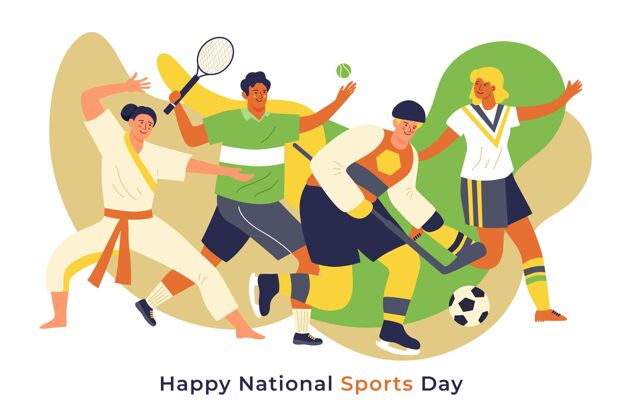 印尼印尼国家体育日插画平面设计运动手绘