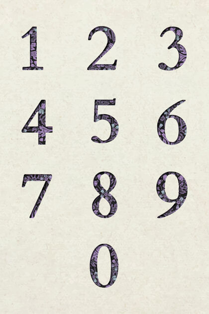 字母表花卉数字复古排版字体集收集排版字符