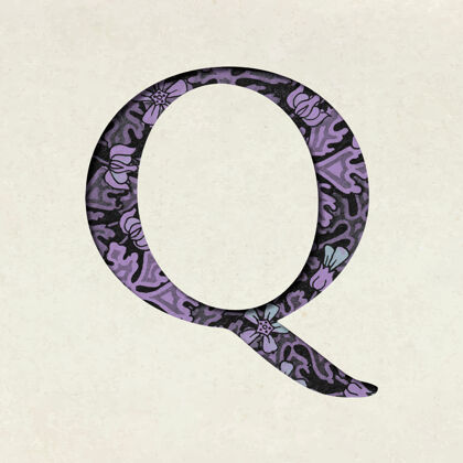 大写字母复古紫字母q排版风格化文本闪烁