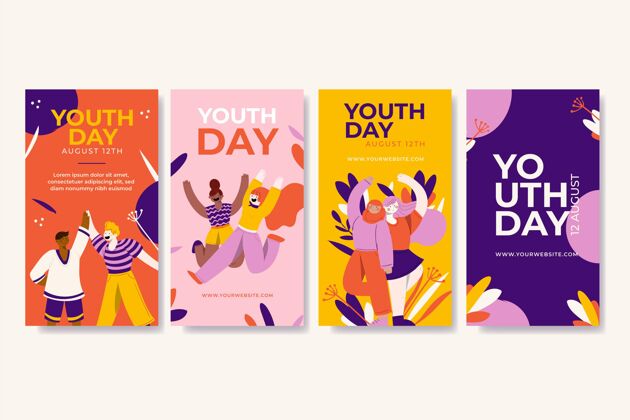 Instagram手绘国际青年节故事集青年节意识国际青年节