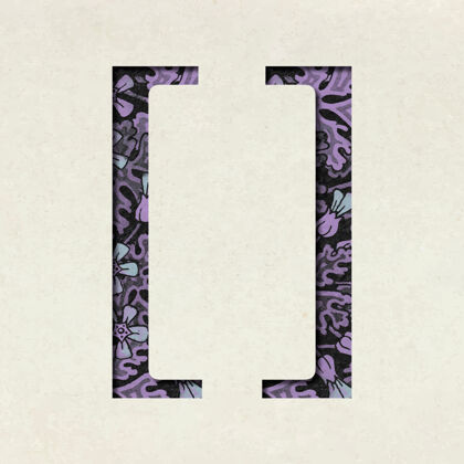 排版复古紫色左右括号符号排版花卉图案字体文字艺术复古字体
