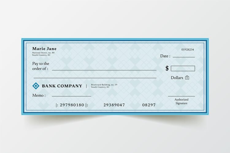银行平面设计空白检查模板空白支票金融金融