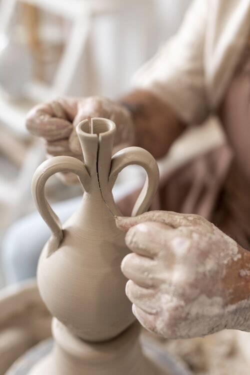 陶器特写手做陶罐创意创作艺术