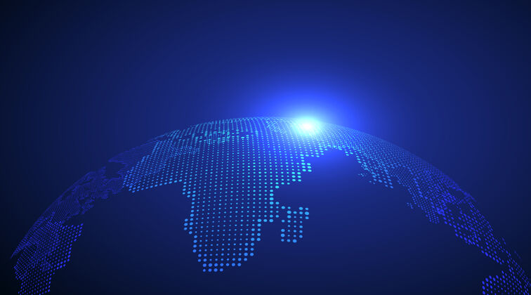 技术象征全球贸易插图的3d地球图形网络空间球科学