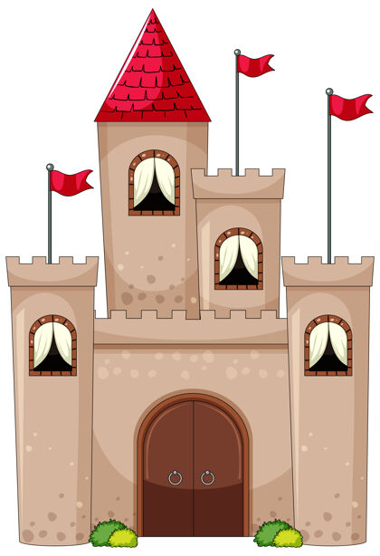 宫殿简单卡通风格的白色隔离城堡城堡想象结构
