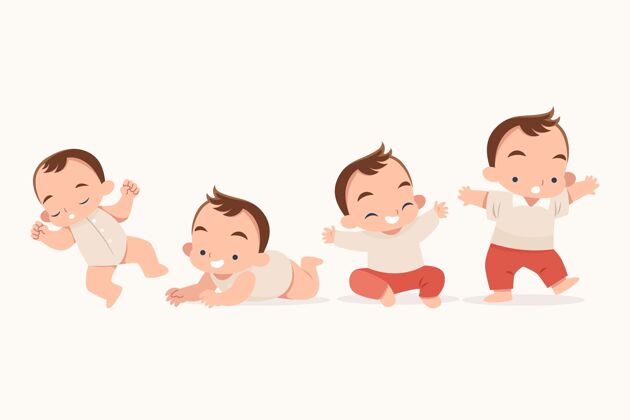 婴儿平面设计阶段的一个男婴插图男孩宝贝小