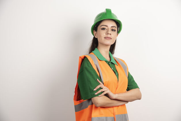 工地戴头盔的女工地工程师高质量照片工人工作女孩