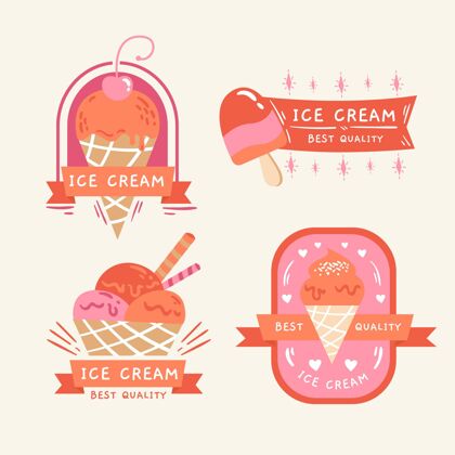 甜点手绘冰淇淋标签系列食品冰淇淋收藏