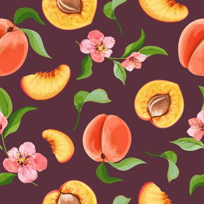 桃图案详细的桃花图案设计图案桃水果图案