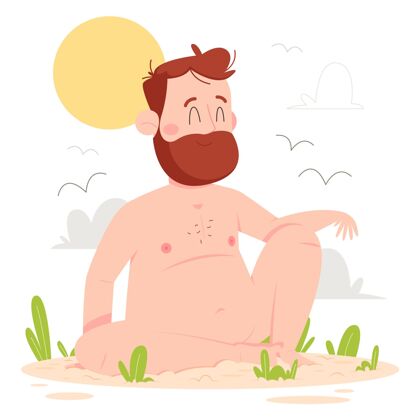 成人卡通裸体区概念自然季节夏天