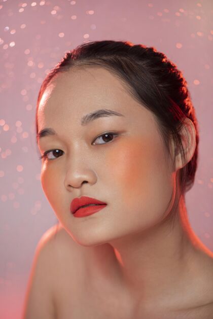 漂亮美丽的亚洲女人化妆画像美丽漂亮自信