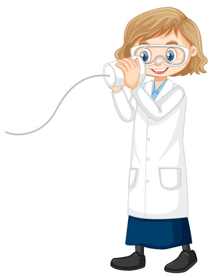 卡通可爱的女孩卡通人物穿着科学实验外套幼儿园男青年