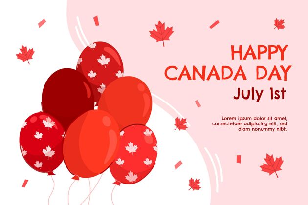 加拿大手绘加拿大日气球背景手绘节日7月1日