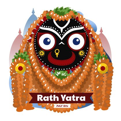 印度教节日详细的rathyatra插图印度教普瑞庆典