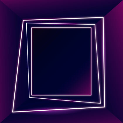 复制空间明亮的粉红色霓虹灯框架在黑暗的背景上霓虹灯发光框架发光