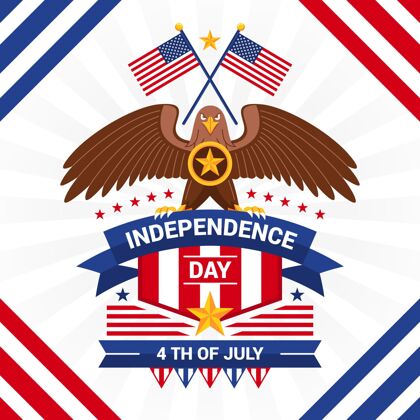 平面设计七月四日-独立日插画手绘美国美国