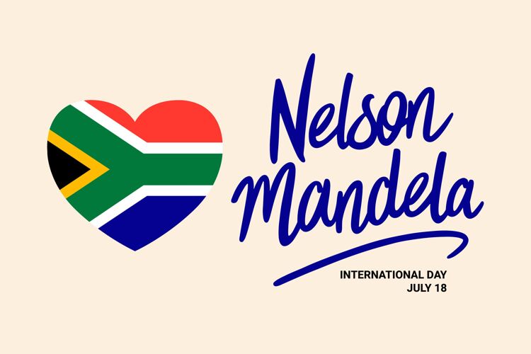 手绘手绘纳尔逊·曼德拉国际日插画荣誉事件旗