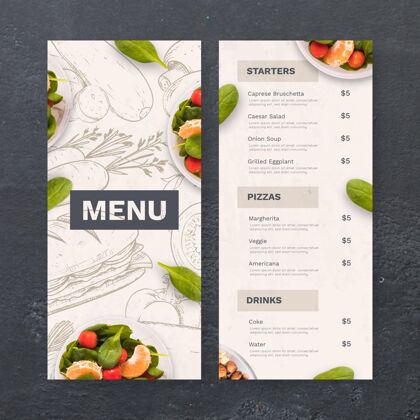 印刷手绘乡村餐厅菜单与照片雕刻食品菜单模板