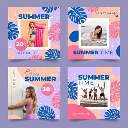 夏季模板平淡夏日instagram贴集附照片套装包装发布