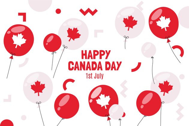 手绘手绘加拿大日气球背景爱国加拿大气球
