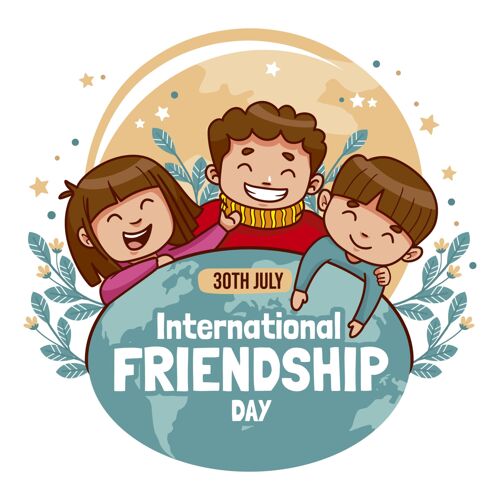 友谊日卡通国际友谊日插画世界各地国际庆典