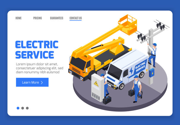 电气服务Electrici服务登录页模板电力修理工工人