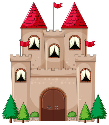 标牌简单卡通风格的白色隔离城堡梦想古代框架