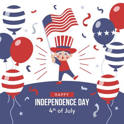 庆祝七月四日-独立日插画平面设计爱国活动