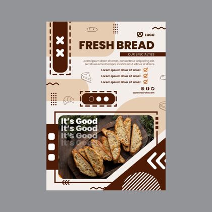 面包店新鲜面包海报模板面包店食品糕点