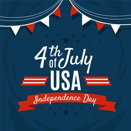 7月4日手绘七月四日独立日插画纪念庆祝美国