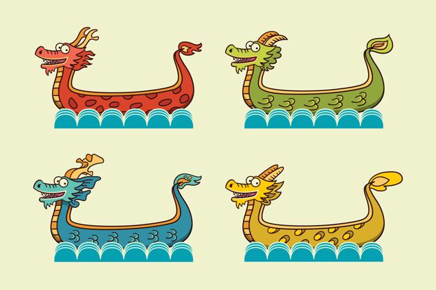 中国手绘龙舟系列收集传统6月14日