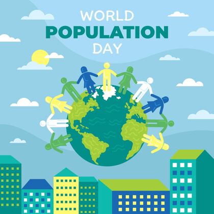 手绘世界人口日插画全球活动问题