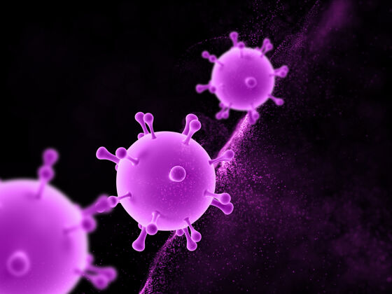 科学用漂浮的抽象病毒细胞三维渲染医学背景显微镜医学疾病
