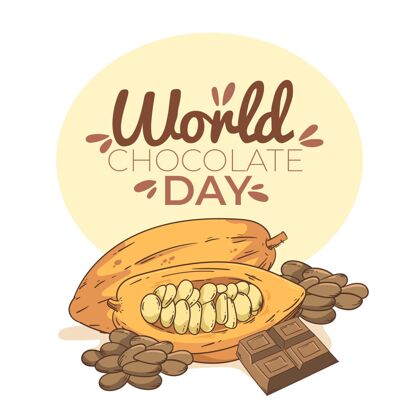 美味手绘世界巧克力日插画活动甜点庆典