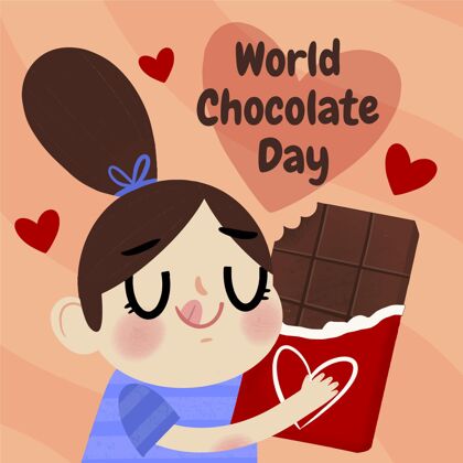 甜点手绘世界巧克力日插画巧克力日巧克力糖果