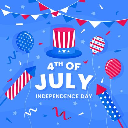 7月4日七月四日-独立日插画美国纪念美国