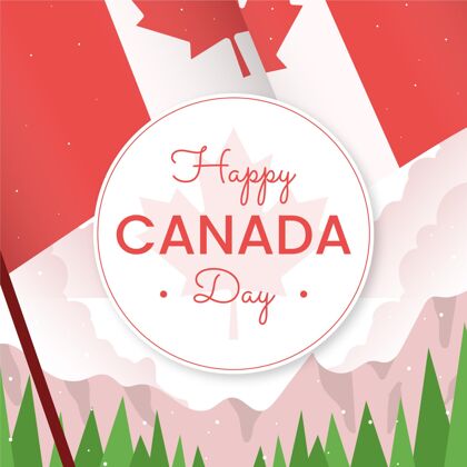 加拿大日加拿大平日插画贺卡庆祝枫叶