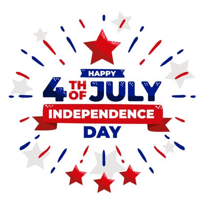 节日手绘七月四日独立日插图美国美国贺卡