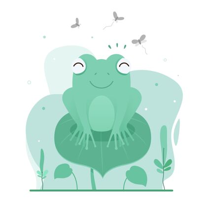 野生可爱的平面设计青蛙插图可爱绿色自然