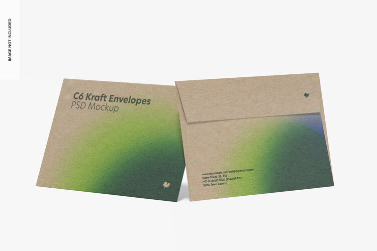 品牌C6牛皮纸信封模型 正视图商标文具A4纸