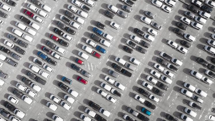 室外运输概念停车车辆汽车鸟瞰停车场