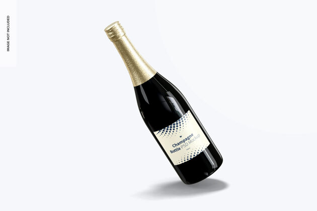 香槟香槟瓶模型 靠着玻璃瓶商标品牌