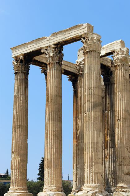 古董希腊神庙成了废墟寺庙建筑圆柱