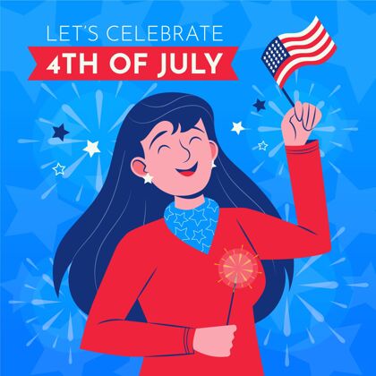 平面设计有机公寓7月4日独立日插画美国纪念庆祝
