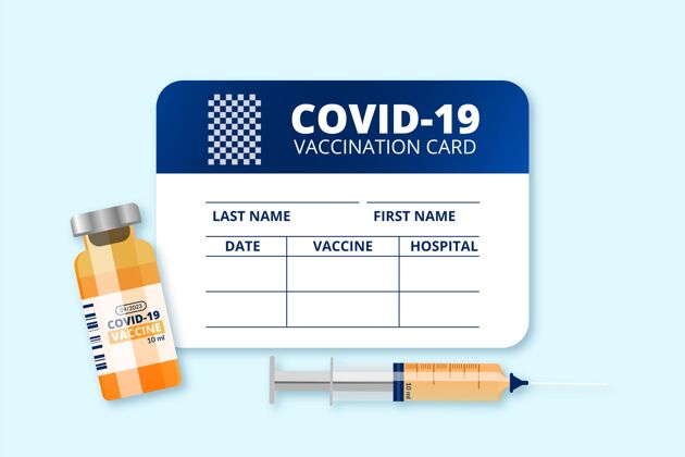疫苗逼真的冠状病毒疫苗接种记录卡模板病毒大流行感染