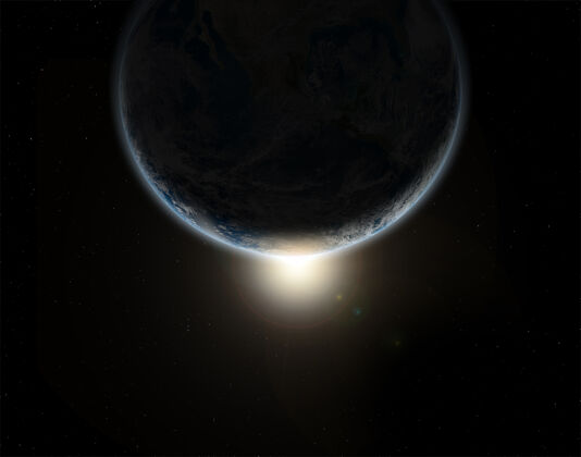 天文学3d空间背景与地球在日食-这张图片的元素提供超现实星云空间背景