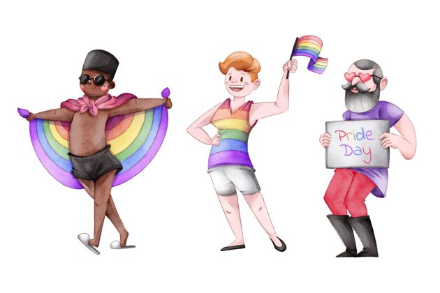 骄傲手绘骄傲日人物系列6月27日同性恋旗帜